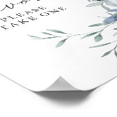 Elegant Dusty Blue Floral Wedding Favors Sign Poster (Hoek)