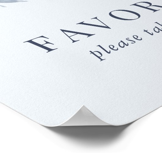 Elegant Dusty Blue Floral Wedding Favors Sign Poster (Hoek)
