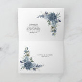 Elegant Dusty Blue Floral Wedding Folded Bedankkaart (Binnen)