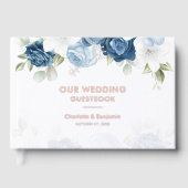 Elegant Dusty Blue Floral Wedding Gastenboek (Voorkant)