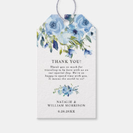 Elegant Dusty Blue Floral Wedding Gift Label Cadeaulabel