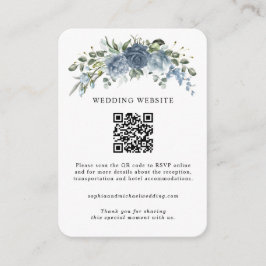 Elegant Dusty Blue Floral Wedding Informatiekaartje