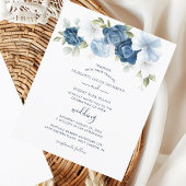 Elegant Dusty Blue Floral Wedding Invitation