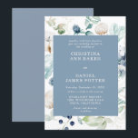 Elegant Dusty Blue Floral Wedding Invitation Kaart<br><div class="desc">Hand Drawn Burgundy Sketch Wreath Formal Wedding Invitation.</div>