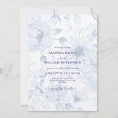Elegant Dusty Blue Floral Wedding Invitation Kaart (Voorkant)