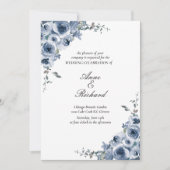 Elegant Dusty Blue Floral Wedding Invitation Kaart (Voorkant)