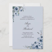Elegant Dusty Blue Floral Wedding Invitation Kaart (Voorkant)