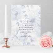 Elegant Dusty Blue Floral Wedding Invitation Kaart
