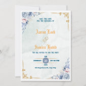 Elegant Dusty Blue Floral Wedding Invitation  Kaart (Voorkant)
