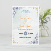 Elegant Dusty Blue Floral Wedding Invitation  Kaart (Staand voorkant)