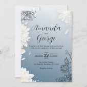 Elegant Dusty Blue Floral Wedding Kaart (Voorkant)