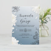 Elegant Dusty Blue Floral Wedding Kaart (Staand voorkant)