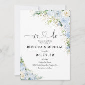 Elegant Dusty Blue Floral Wedding Kaart (Voorkant)