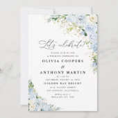Elegant Dusty Blue Floral Wedding Kaart (Voorkant)