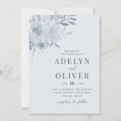 Elegant Dusty Blue Floral Wedding Kaart (Voorkant)