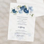 Elegant Dusty Blue Floral Wedding Kaart