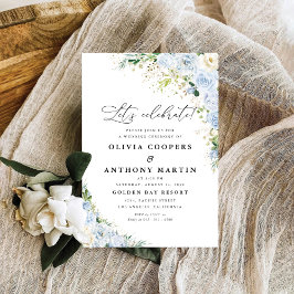 Elegant Dusty Blue Floral Wedding Kaart