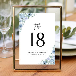 Elegant Dusty Blue Floral Wedding Kaart