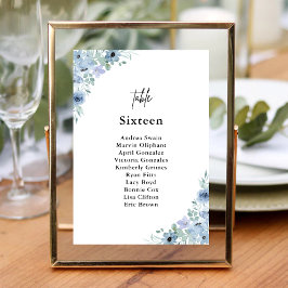 Elegant Dusty Blue Floral Wedding Kaart