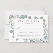 Elegant Dusty Blue Floral Wedding Meal Choice RSVP Kaartje (Voorkant)