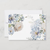 Elegant Dusty Blue Floral Wedding Meal Choice RSVP Kaartje (Achterkant)