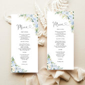 Elegant Dusty Blue Floral Wedding Menu