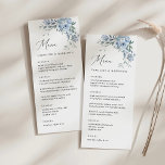 Elegant Dusty Blue Floral Wedding Menu<br><div class="desc">Laat uw gasten weten wat er op het menu staat met deze elegante menukaart,  met bloemen en groen in stoffige blauwe kleuren.</div>