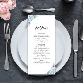 Elegant Dusty Blue Floral Wedding Menu