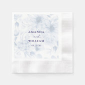 Elegant Dusty Blue Floral Wedding Napkin Servet (Voorkant)