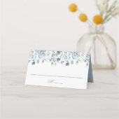 Elegant Dusty Blue Floral Wedding Plaatskaartje (Voorkant)