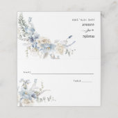 Elegant Dusty Blue Floral Wedding Place Card Plaatskaartje (Buitenkant ongevouwen)