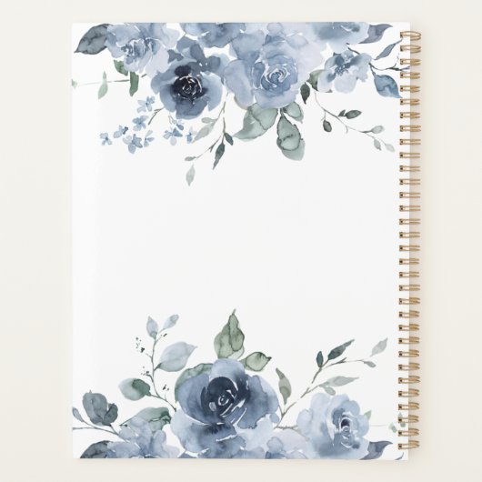 Elegant Dusty Blue Floral Wedding Planner (Achterkant)