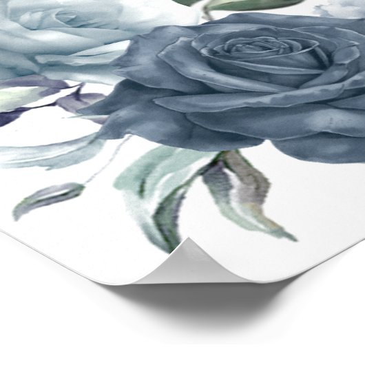 Elegant Dusty blue Floral Wedding Poster (Hoek)