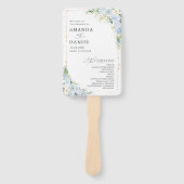 Elegant Dusty Blue Floral Wedding Program Handwaaier (Voorkant)