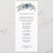 Elegant Dusty Blue Floral Wedding Program Programmakaart (Achterkant)