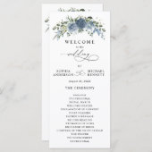 Elegant Dusty Blue Floral Wedding Program Programmakaart (Voorkant / Achterkant)