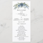 Elegant Dusty Blue Floral Wedding Program Programmakaart (Voorkant)