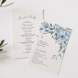 Elegant Dusty Blue Floral Wedding Programme