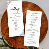 Elegant Dusty Blue Floral Wedding Programme