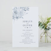 Elegant Dusty Blue Floral Wedding Programme (Staand voorkant)