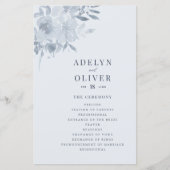 Elegant Dusty Blue Floral Wedding Programme (Voorkant)