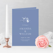Elegant Dusty Blue Floral Wedding Programme Bedankkaart