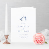 Elegant Dusty Blue Floral Wedding Programme Bedankkaart
