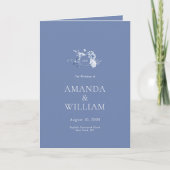 Elegant Dusty Blue Floral Wedding Programme Bedankkaart (Voorkant)