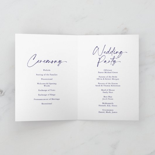 Elegant Dusty Blue Floral Wedding Programme Bedankkaart (Binnen)