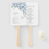 Elegant Dusty Blue Floral Wedding Programme Handwaaier (Voorkant en achterkant)