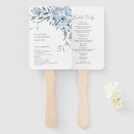 Elegant Dusty Blue Floral Wedding Programme Handwaaier