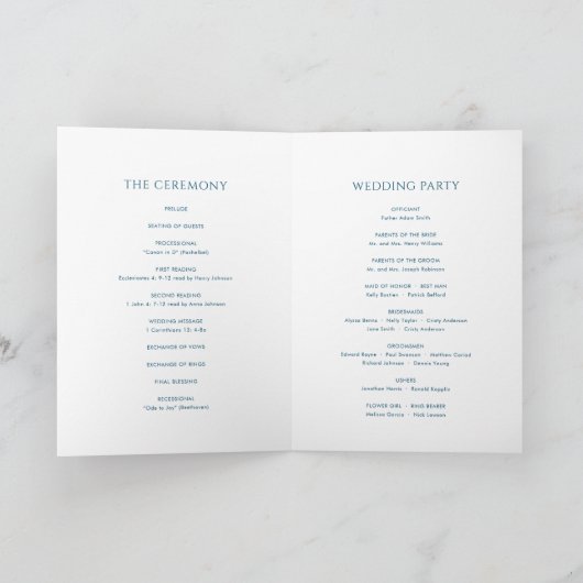Elegant Dusty Blue Floral Wedding Programme Programma (Binnen)