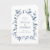 Elegant Dusty Blue Floral Wedding Programme Programma (Voorkant)