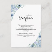 Elegant Dusty Blue Floral Wedding Reception Informatiekaartje (Voorkant)